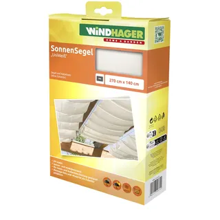 WINDHAGER Sonnensegel für Seilspanntechnik, Wintergarten und Terrassen Beschattung, Seilspannmarkise, 270 x 140 cm,