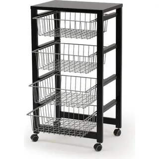 ARIT - Küchenwagen GINGERONE NERO – Servierwagen mit Körben, Massivholz Buche,  Italy - Farbe: Schwarz lackiert - Arredamenti Italia