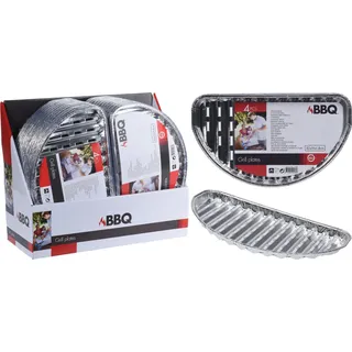 Set mit 4 halbrunden Aluminium-Grillschalen 32x19cm Einweg - Silber