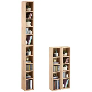 CARO-Möbel Cd/Dvd- Regal Chart , Eiche San Remo , Holzwerkstoff , Mode , 20x186x17 cm , Wohnzimmer, TV Möbel, CD-Regale