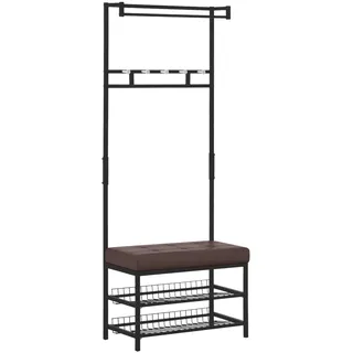 Homcom Schuhbank 73 x 180 x 35 cm gepolstert / Braun/Rot/Schwarz/Weiß/Mehrfarbig