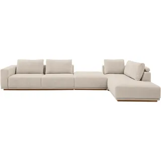Musterring Wohnlandschaft Anreihsofa mit Armlehne links, Eckteil rechts mit Kissen & Hocker