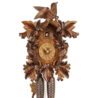 Eble Kuckucksuhr Original Schwarzwälder Kuckuckuhr Echtholz mechanisches 8-Tage Laufwerk NEU VDs Zertifikat Dreivogel 39cm- 38-07-12-80