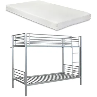 [en.casa] Etagenbett Soppsar 90 x 200 cm Metall silber