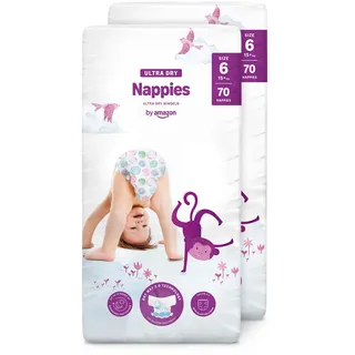 by Amazon Ultra Dry Windeln Größe 6 (15+ kg) - MONATSBOX, Weiß, 140 Stück (2 Packungen mit 70) (Früher Unter Der Marke Mama Bear, Identisches Produkt)