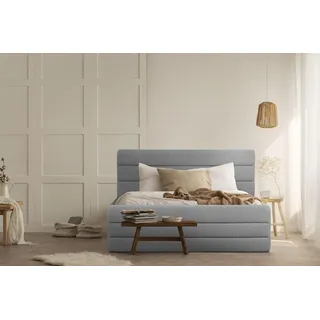 Home Affaire Polsterbett HOME AFFAIRE "Merrit", grau (hellgrau), B:173cm H:124cm L:234cm, Struktur (70% recyceltes Polyester, 30% Polyester), Betten, Polsterbett ohne Bettkasten Polsterbett, Quernaht im Kopf- und Fußteil, in 5 Breiten, auch in 220 cm Länge