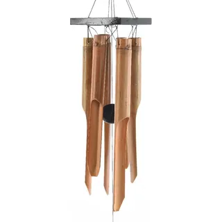 Decoris Windspiel Bambus Holz Garten Deko beruhigende Klänge - Schwarz