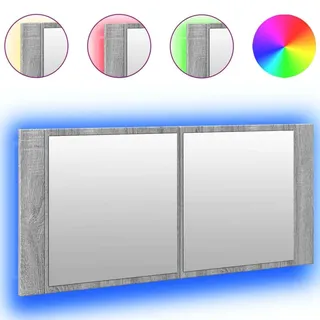 vidaXL LED-Spiegelschrank Grau Sonoma 100x12x45 cm - Grau
