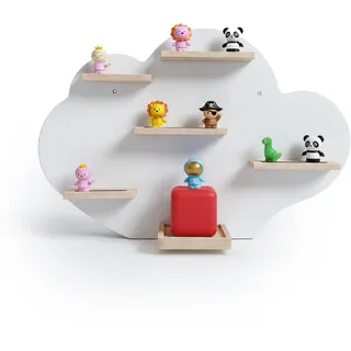 Relaxdays Toniebox Regal, magnetisch, für Musikbox & 20 Tonies, Wolke, weiß | HxBxT: 40 x 61 x 17 cm, Toniefigurenregal