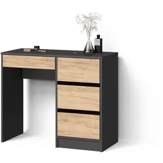 livinity® Schminktisch Imola Anthrazit/Goldkraft Eiche ohne Spiegel,