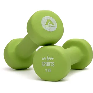 Apollo Hantel Set Kurzhantel | 2 Hanteln | 2x2kg Hantelset | Gewichte für Krafttraining | Kurzhanteln 2er Set | Fitness Hanteln für Frauen & Männer | Dumbbells | Hanteln 2kg | Hantel Gewichte - grün - Grün