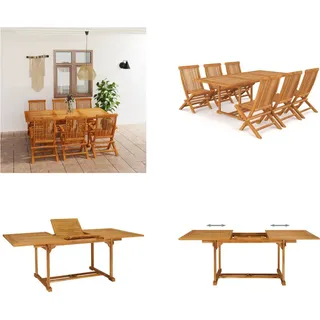 vidaXL 7 tlg. Garten Essgruppe Massivholz Teak - Garten Essgruppe - Garten Essgruppen - Gartenmöbel-Set - Gartenmöbel-Sets - Braun