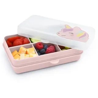 melii Mini Snackbox - 6-Fach, unterteilter Behälter, Lebensmittelbewahrung, herausnehmbare Trennwände, Kunst & Handwerk, Perlen, BPA-frei, Einhorn