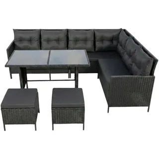 home collective Gartenmöbel Set 7-Sitzer Loungeset schwarz/beige