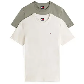 Tommy Hilfiger Tommy Jeans Dm0dm20687 Kurzarm-t-shirt 2 Einheiten - Ecru / Utility Sage - 2XL
