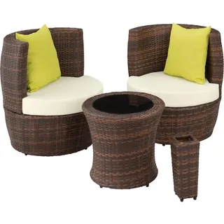 tectake Rattan Sitzgruppe Nizza,stapelbar,schwarz/braun , Schwarz, Braun , Kunststoff , Rechteckig , Gartenmöbel, Gartengarnituren, Gartenmöbel-Sets