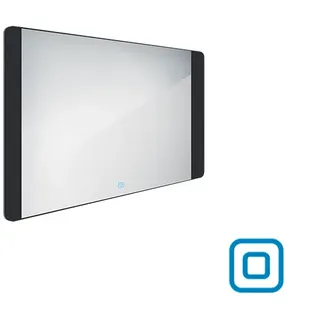 LED-Spiegel für das Badezimmer mit Beleuchtung, Marke Nimco, Farbe Schwarz, Größe 100 x 60 cm, mit Sensor. Modellnummer: ZPC 42004V-90