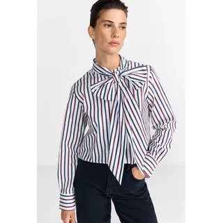 richroyal Schluppenbluse gerade geschnitten, Streifenmuster, mit abnehmbarer Schluppe, blau