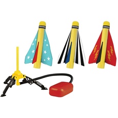 moses. 30321 PhänoMINT Luftdruck Experimentierspielzeug für Kinder, 3 Bunte Raketen & 1 Abschussrampe, Outdoor-Spielzeug für kleine Forscher