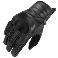 TacFirst AMALFITANA Motorrad Handschuhe Leder H030, atmungsaktive Retro Motorradhandschuhe, Vintage Hard Knuckle Knöchelschutz (Limited 2023 - Wild Black, L)