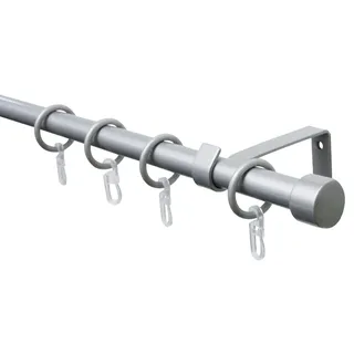GARDINIA Gardinenstangen Set Cap 1-läufig Ø 16 mm 130 - 240 cm silber
