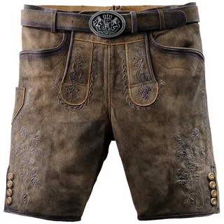 Country Maddox MADDOX Kurze Herren, Lederhose HORN", mit Gürtel | Antik W. Stein Größe: 58, - Hellbraun