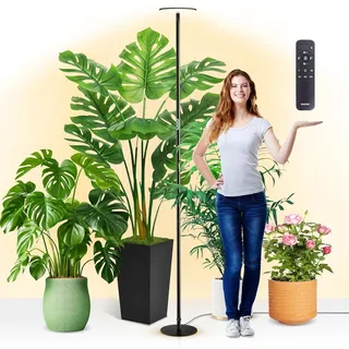 chiphy LED Pflanzenlampe, 216 cm, 40W Vollspektrum, Timer-Funktion, 10 Helligkeitsstufen, Höhenverstellbar, Schwarz, ideal für große hohe Pflanzen