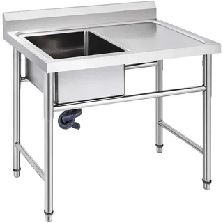 VEVOR Edelstahl Spülbecken - 100 x 61 x 95 cm, Rostfreie Spülbeckeneinlage mit Organizer und Ordnungshelfer für Küche und Camping