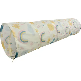 Relaxdays Spieltunnel Regenbogen, farbenfroher Krabbeltunnel, Kinder, BxD: 180 x 45 cm, Pop-up Tunnel, Polyester, bunt