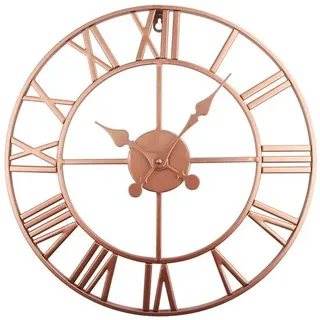 Metallische Industriewanduhr - Große römische Ziffern Wanduhr für Wohnraumdekor, stilvolle Küchen- und Schlafzimmer Uhr, Café Wanduhr aus Kupfer.