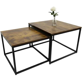 Relaxdays 2-Tlg.satztisch-Set , Multicolor , Metall, Holzwerkstoff, Kunststoff , 75x42x75 cm , Wohnzimmer, Wohnzimmertische, Beistelltische,