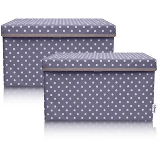 Lifeney Aufbewahrungskorb Kinderzimmer 37 x 25 x 21 cm dunkelgrau Punkte