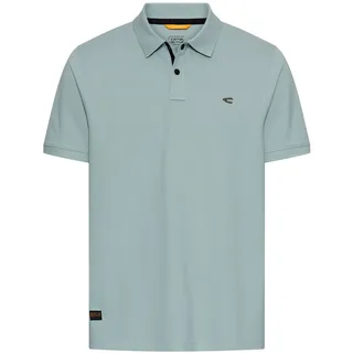 Poloshirt CAMEL ACTIVE, Herren, Gr. M, aqua blau, Jersey, Obermaterial: 95% Baumwolle, 5% Elasthan, unifarben, normal hüftbedeckend, Rundhals, Bündchen, Shirts Poloshirt, kurzarm, mit Logo-Stickerei