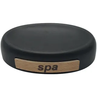 MSV Seifenschale aus Keramik, SPA, Schwarz, 12,5 x 8,5 x 3
