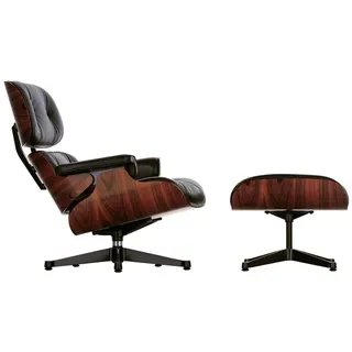 Vitra Lounge Chair XL und Ottoman schwarz, Designer Charles & Ray Eames, 84/63x89/42x85-92/56 cm
