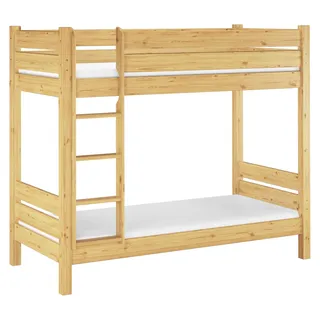 Etagenbett für Erwachsene Kiefer massiv 100x200 Nische 100 Stockbett Zubehör wählbar V-60.16-10Rollrost. Matratzen und Bettkasten inkl. - Naturbelassen