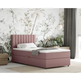 panda möbel gmbh Boxspringbett 100x200 EVEREST, mit Topper, mit Bettkästen, Einzelbett, Rosa, Panda Möbel - Rosa