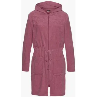 MY HOME Damenbademantel Nela, ideal für Sauna & Spa, Hotelbademantel, Morgenmantel, Kurzform, Leichtfrottee, Kapuze, Reißverschluss, einfarbig, kurz, mit Kordelzug & Taschen, XS-3XL lila S | 90 cm