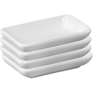 Westmark 4 Keramiktöpfchen/Servierschälchen, rechteckig, klein, Maße: 7,8 x 5 x 1,5 cm, Keramik, Tapas + Friends, Weiß, 6975224A