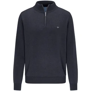 Troyer FYNCH-HATTON, Herren, Gr. L (52), blau (navy), Strick, Obermaterial: 100% Baumwolle, bestickt, unifarben, bequem hüftbedeckend, Rundhals, Bündchen, Pullover Troyer, mit Logostickerei, mit Reißverschluss, mit Stehkragen