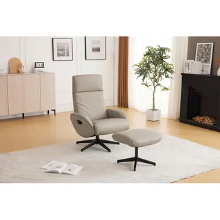 Livetastic Relaxsesselset , Taupe , Textil, Leder , Echtleder , Rindleder , 77x107x75 cm , Relaxfunktion , Wohnzimmer, Sessel, Ledersessel