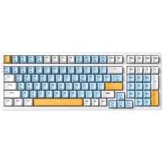 Qisan Mechanische Drahtlose Tastatur USB Verdrahtete Gaming Tastatur EIS Blau Led Hintergrundbeleuchtung Tastatur Roter Schalter 100 Tasten US Layout-(Weiß/Blau/Orange Combo)