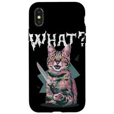 Hülle für iPhone X/XS Katze Messer Design Witzige Tier Katzen