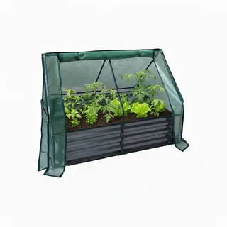 Relaxdays Hochbeet mit Gewächshaus, für Blumen, Pflanzen & Gemüse, HxBxT: 92x125x95 cm, Garten Pflanzenbeet, anthrazit