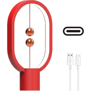 Gleichgewicht Lampe USB LED Tischlampe Magnetische Nachtlicht Tischleuchte für Nachttisch Wohnzimmer Kinderzimmer Schreibtisch Schlafzimmer Deko, Rot - Rot