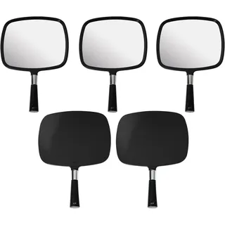 Mirrorvana Große Bequeme Handspiegel für Friseursalons, Professionelle Kosmetikspiegel für Friseure und Schönheitssalon, Großhandel Rabatt-Set 33cm x 23cm Schwarz, 5 Stück