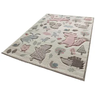 Sigikid Kinderteppich »Forest«, rechteckig, 13 mm Höhe, Wald Tiere Design, Kurzflor Sigikid beige/rosa B: 200 cm   1 St.