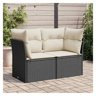 vidaXL Gartensofa 2-Sitzer Poly Rattan schwarz