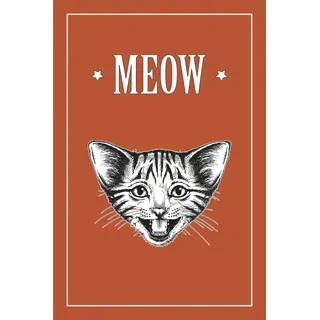 Queence »Katze MEOW« Katze Katzen Katzenbilder Kunst Modern Schriftzug Tiere Premium-Leinwandstoff, Handarbeit aus Deutschland,