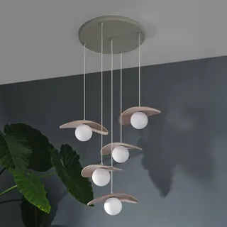 Osram Decor Pearl Pendant 5-flg. 50 cm beige Metall, Glas, Textil